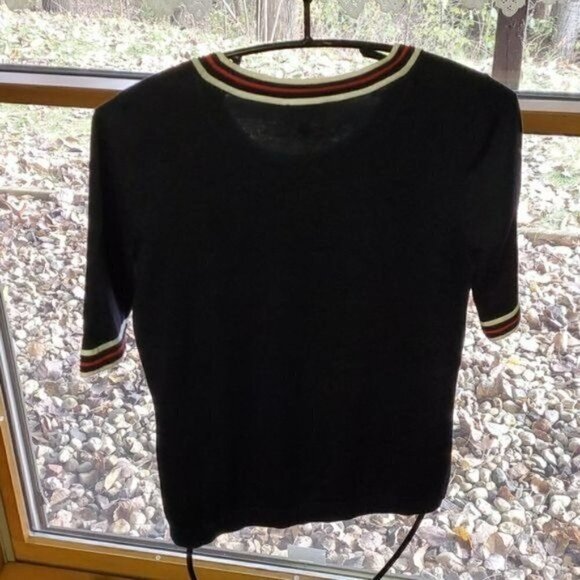 Talbots Oprah's Magazine Collection Sz XS Navy Blue Embroidered Lady Bug Sweater - Picture 6 of 10